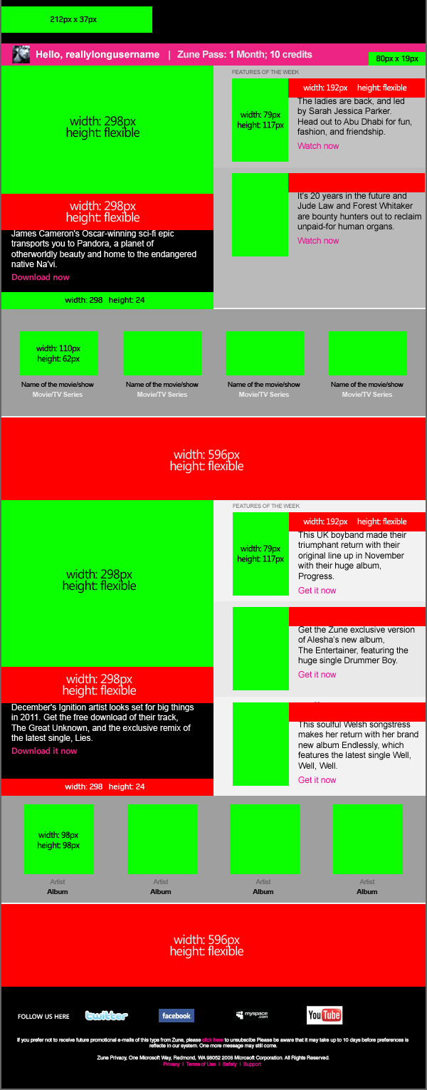 zune newsletter mockup