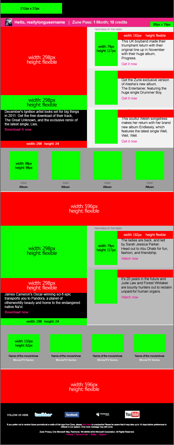 zune newsletter mockup